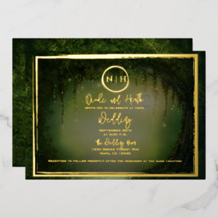 Green Forest Lights Elegant Wedding Gold