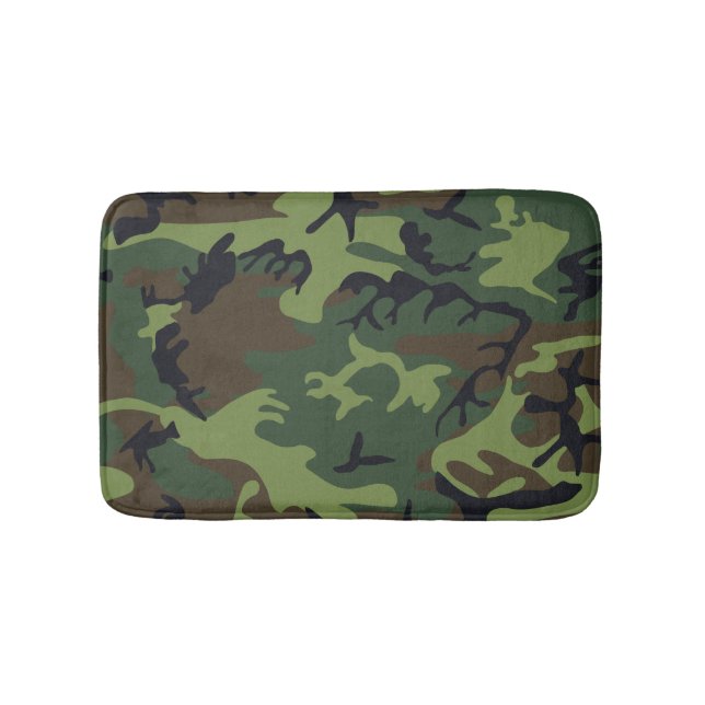 Green Forest Military Camo Bath Mat (Front)