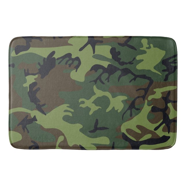 Green Forest Military Camo Bath Mat (Front)