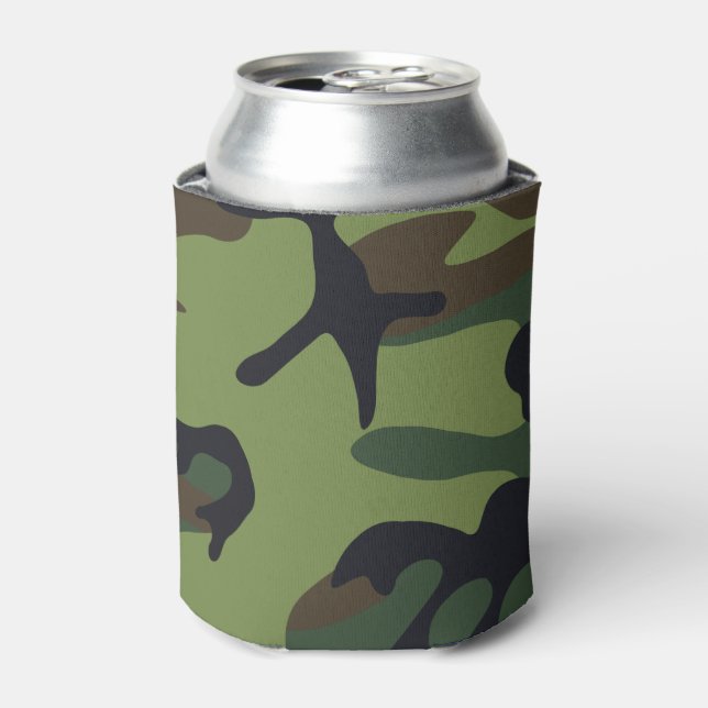 Green Forest Military Camo Can Cooler (Can Front)
