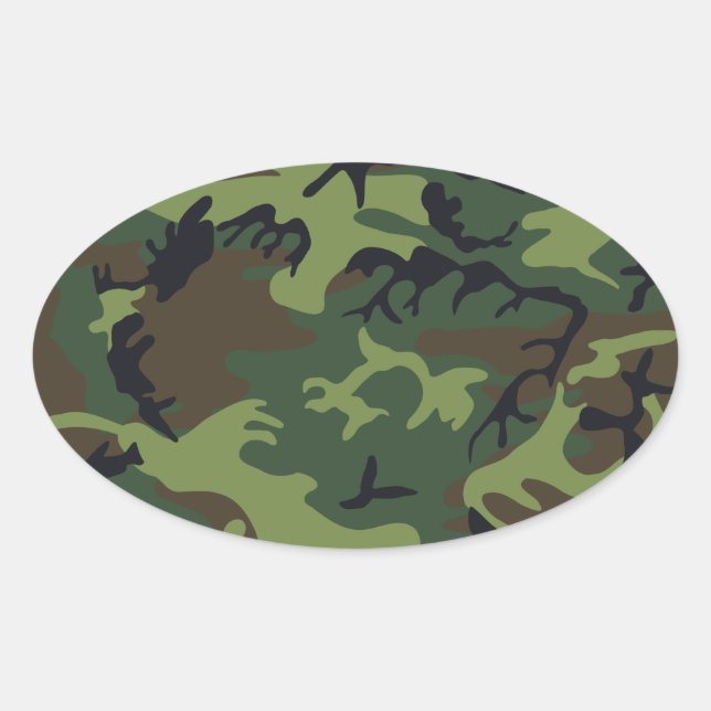Green Forest Military Camo Oval Sticker (Front)