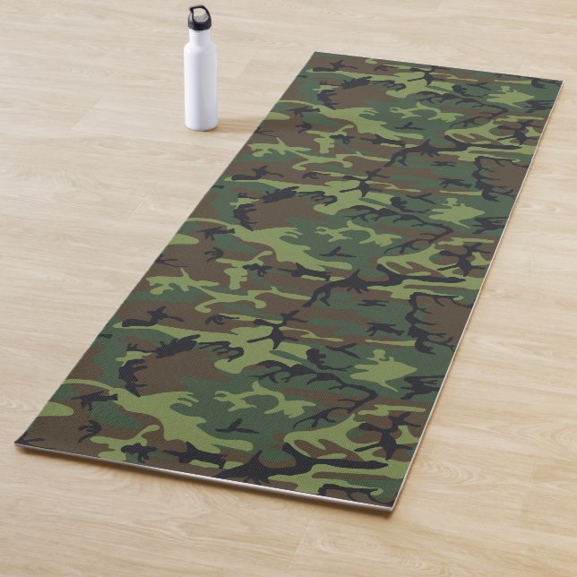 Green Forest Military Camo Pattern Yoga Mat (In Situ)