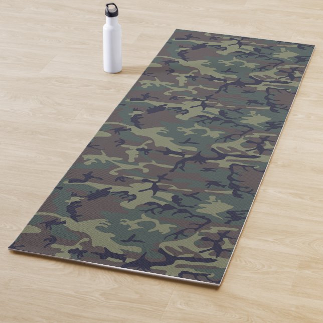 Green Forest Military Camo Pattern Yoga Mat (In Situ)