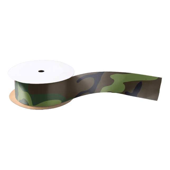 Green Forest Military Camo Satin Ribbon (Spool)