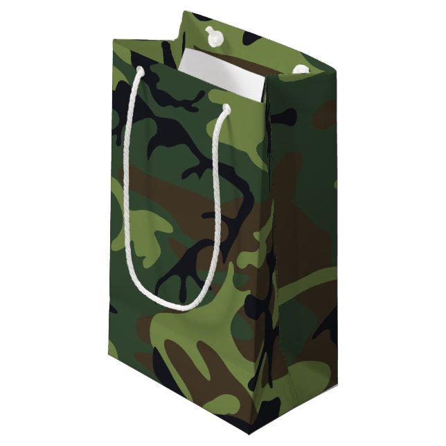 Green Forest Military Camo Small Gift Bag (Front Angled)