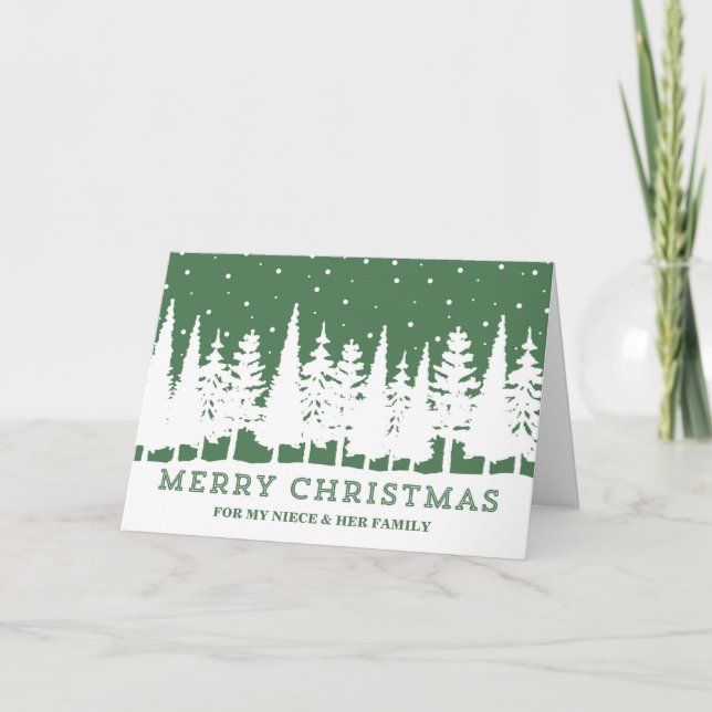 Green Forest Niece & Family Merry Christmas Card (Front)