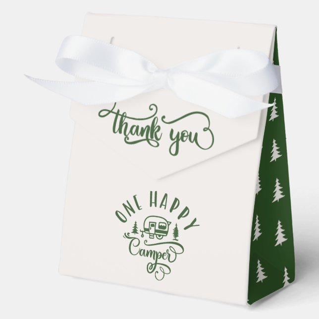 Green forest One happy camper 1st birtrhday Favour Box (Front)