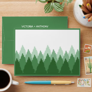 Green Forest Range Woodland Wedding Envelope