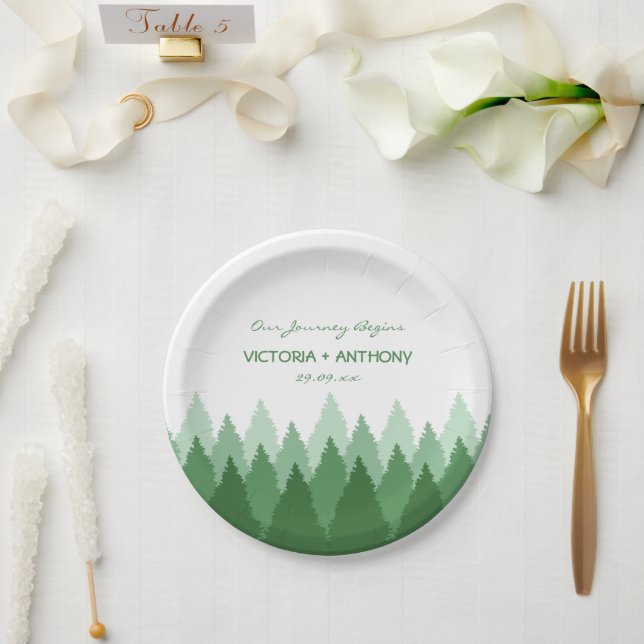 Green Forest Range Woodland Wedding Paper Plate (Wedding)