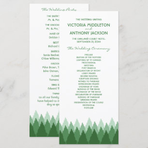 Green Forest Range Woodland Wedding Programme