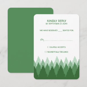 Green Forest Range Woodland Wedding RSVP Card