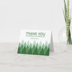 Green Forest Range Woodland Wedding Thank You Card