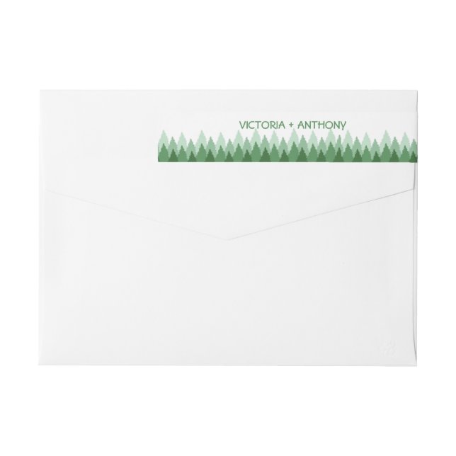 Green Forest Range Woodland Wedding Wrap Around Label (Back)