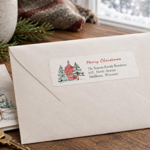 Green Forest Red Barn Pine Christmas Tree Address