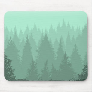 Green forest silhouette mouse mat