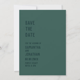 Green Forest Simple Modern Wedding Save The Date Invitation