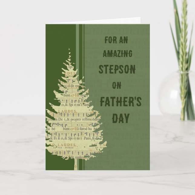 Green Forest Stepson Happy Father's Day Card (Front)