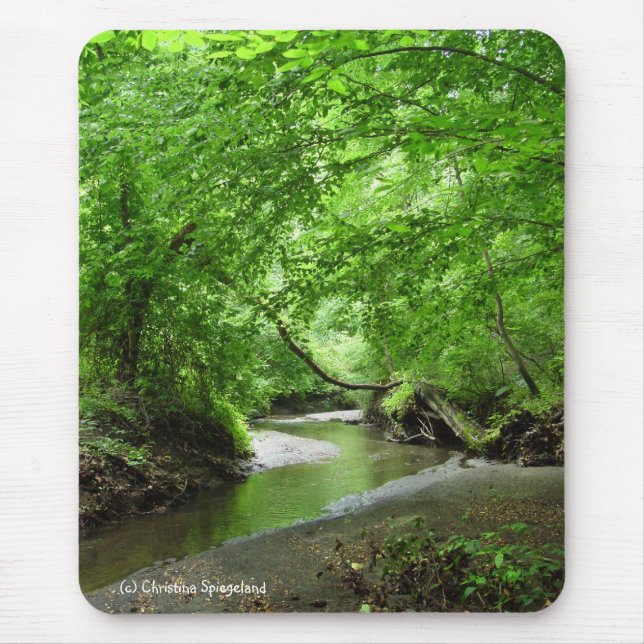 Green Forest Stream Mousepad. Mouse Mat (Front)