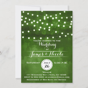 Green Forest String Lights Wedding Invitation