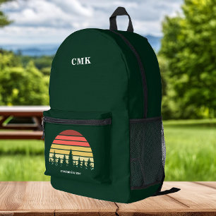 Green Forest Sunset Camping Trip Customisable Printed Backpack