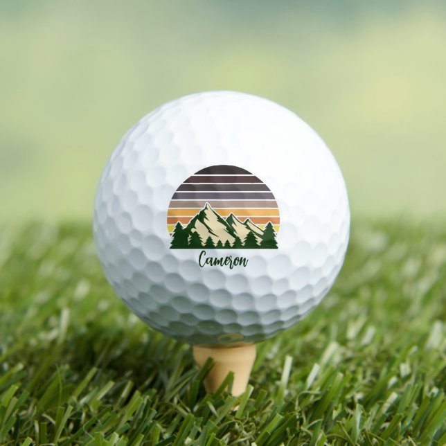 Green Forest Sunset Cool Customisable Golf Balls (Insitu Tee)