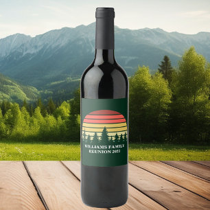 Green Forest Sunset Custom Family Reunion Party Wine Label