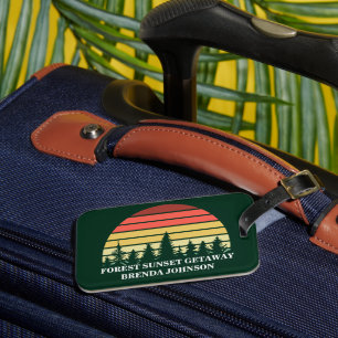 Green Forest Sunset Nature Customisable Luggage Tag
