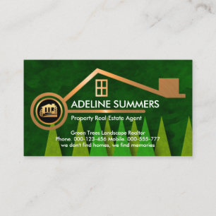 Green Forest Trees Gold Home Landscaping Gardener Business Card