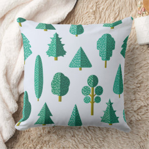 Green Forest Trees Pattern Cushion
