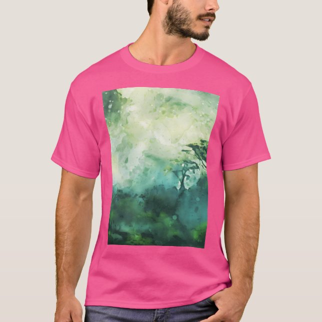 Green Forest_Watercolor Painting T-Shirt (Front)