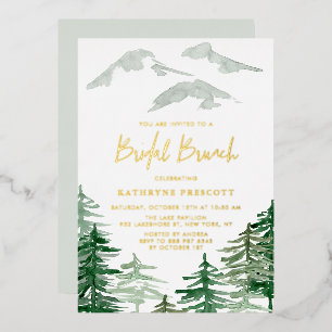 Green Forest Watercolor Woodland Bridal Brunch