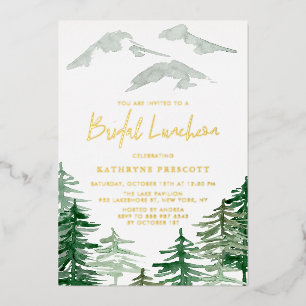 Green Forest Watercolor Woodland Bridal Luncheon