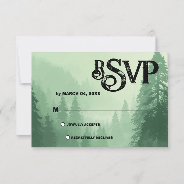 Green Forest Wedding RSVP Card (Front)