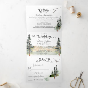 Green Forest Wedding Tri-Fold Invitation