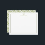 Green Formal Classic Family Monogram Plaid Card<br><div class="desc">Get a professional look with our formal and elegant personalised stationery flat cards feature your monogram and your name beneath in Sans Serif font coupled with elegant open face font, on card reverse a farmhouse inspired chic plaid background in green and white. Colours are fully editable The monogram initials and...</div>