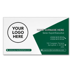 Green Formal QR Professional Corporate Modern Magnetic Business Card