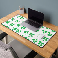 Green four clover leaves white