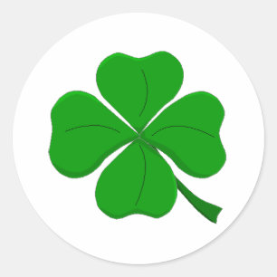Green Four-Leaf-Clover Classic Round Sticker