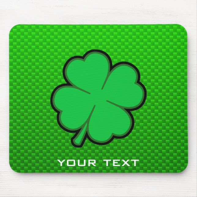 Green Four Leaf Clover Mouse Mat (Front)