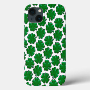 Green Four Leaf Clover Pattern Case-Mate iPhone Ca 13 Case