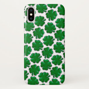Green Four Leaf Clover Pattern iPhone X Case