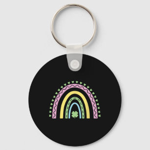 Green Four Leaf Clover Rainbow St Patrick's Day Bo Key Ring