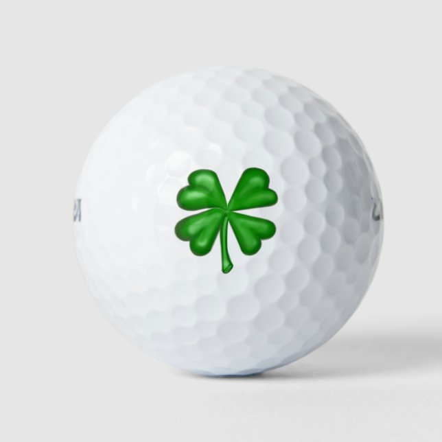Green Four Leaf Clover Shamrock Golf Balls (Front)