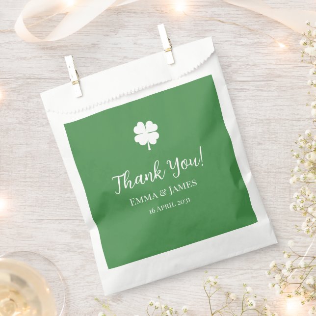 Green  Four Leaf Clover St Patricks Day Thank You  Favour Bags (Clipped)