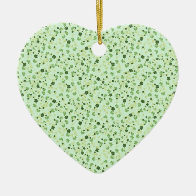 Green Four Leaf Clovers St Patricks Day Ceramic Tree Decoration (Front)