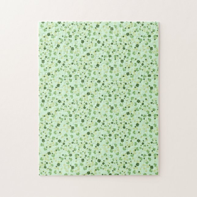 Green Four Leaf Clovers St Patricks Day Jigsaw Puzzle (Vertical)