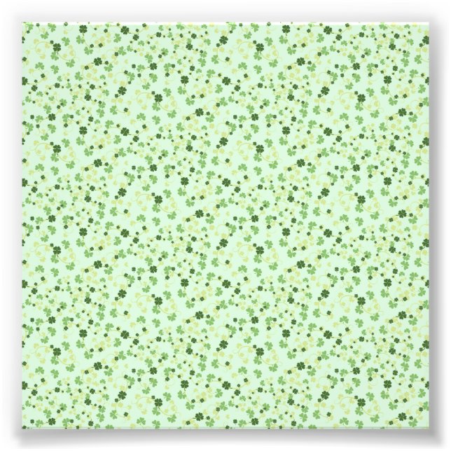 Green Four Leaf Clovers St Patricks Day Photo Print (Front)