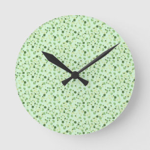 Green Four Leaf Clovers St Patricks Day Round Clock