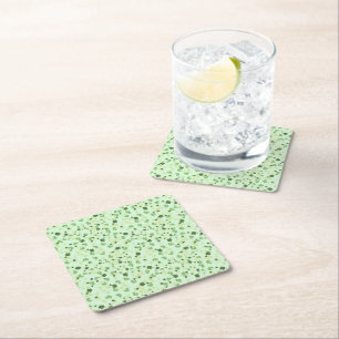 Green Four Leaf Clovers St Patricks Day Square Paper Coaster