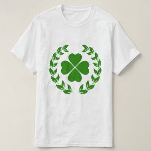 Green Four Leafs Clover & Green Wreath T-Shirt
